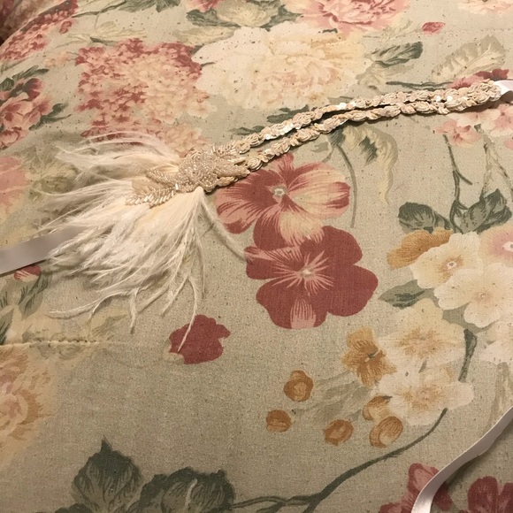 Ostrich Feather and Vintage Trim Headband - Picture 3 of 4